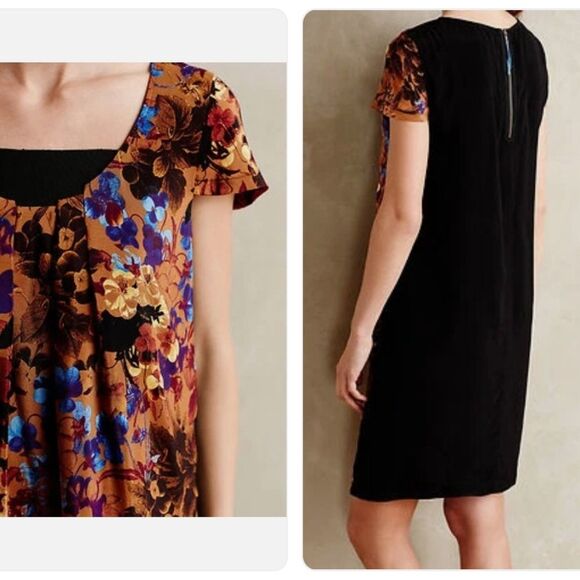 Anthropologie Maeve Pintura Silk Shift Dress, Lined Mini Dress, Medium - Picture 3 of 8